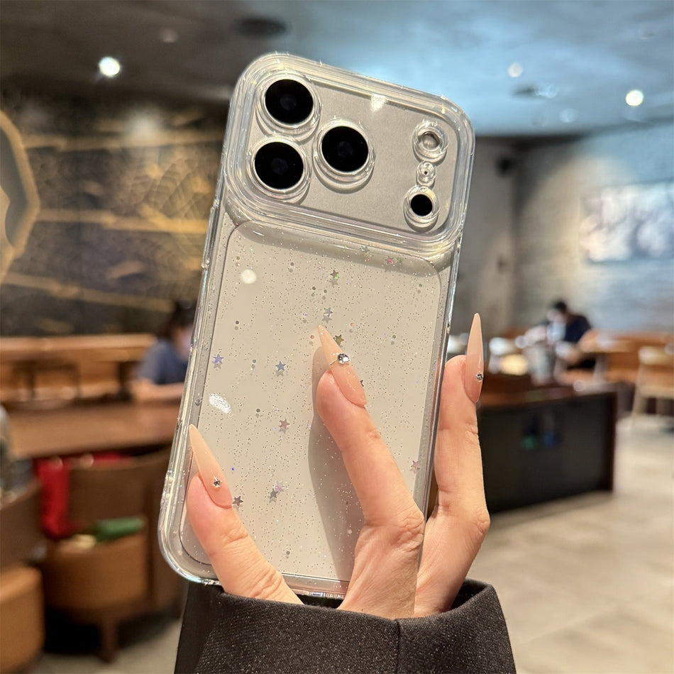 iPhone 17 Pro Glitter Star Transparent Silicone Case