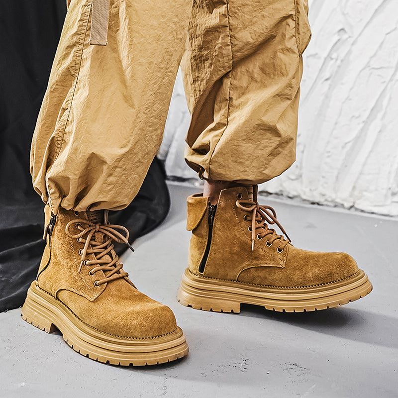Men’s High-Top Thick Sole Martin Boots with Side Zipper