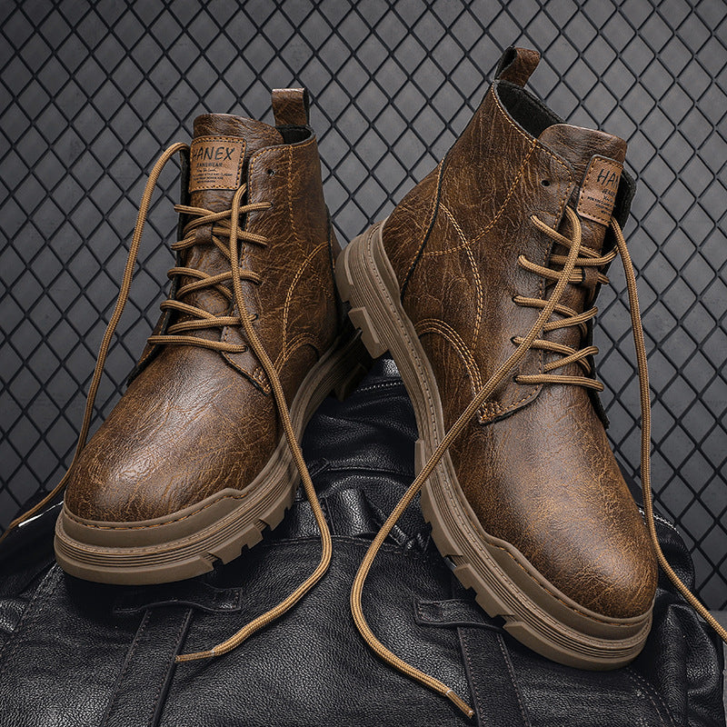 STOCK-Men’s British Style Leather Martin Motorcycle Boots
