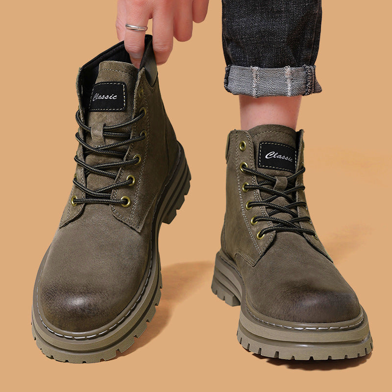 Men’s Leather High-Top Martin Boots – Outdoor Casual Shoes
