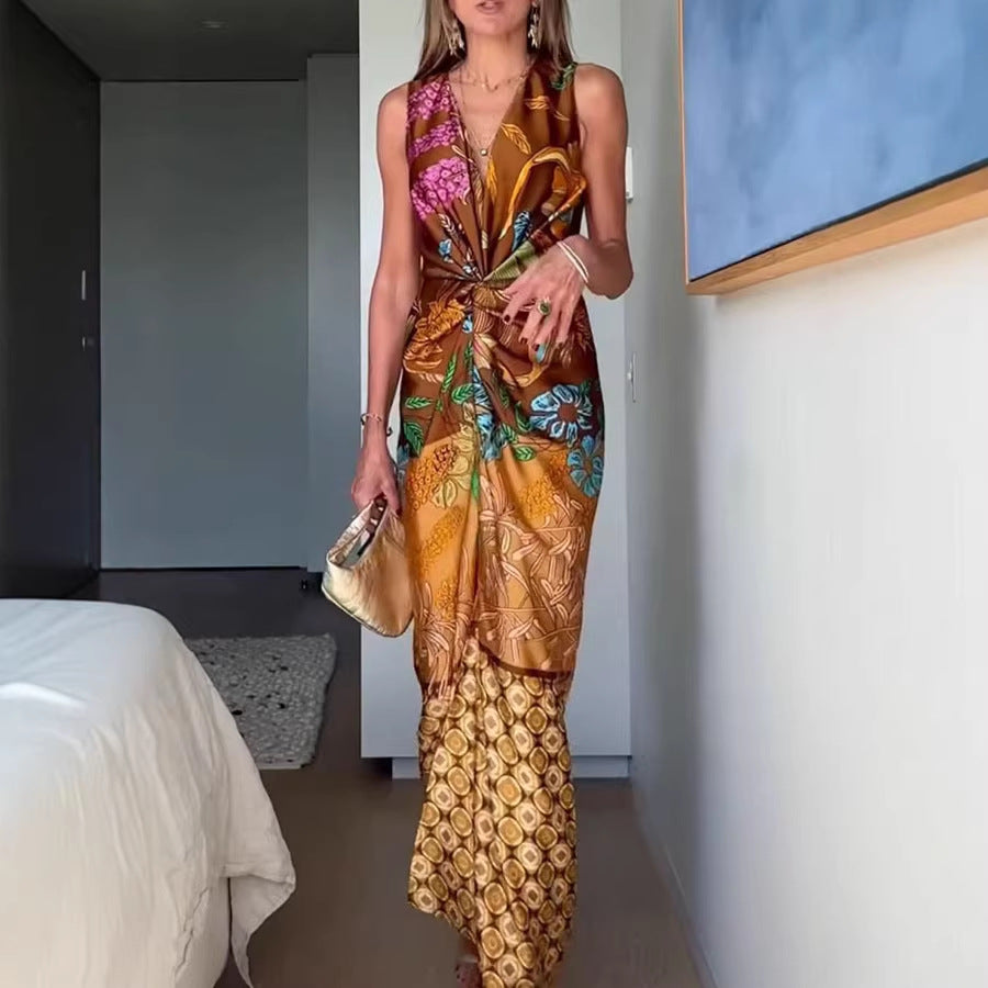 2026 Printed Sleeveless Dress - INS Casual Loose Holiday Fashion
