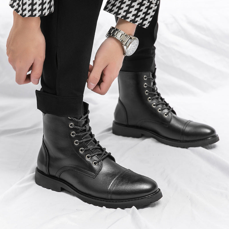 Men’s High-Top Leather Martin Boots – Retro Casual Style