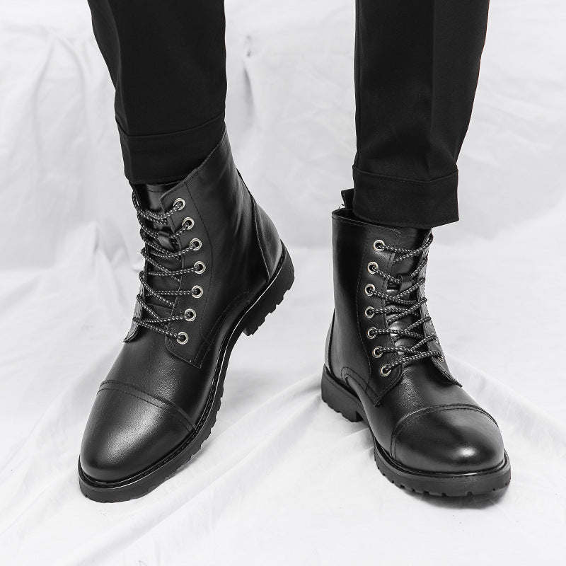 Men’s High-Top Leather Martin Boots – Retro Casual Style