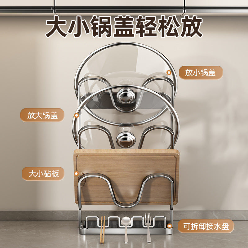 Kitchen Pot Lid Rack Wall Mounted Countertop Storage Holder