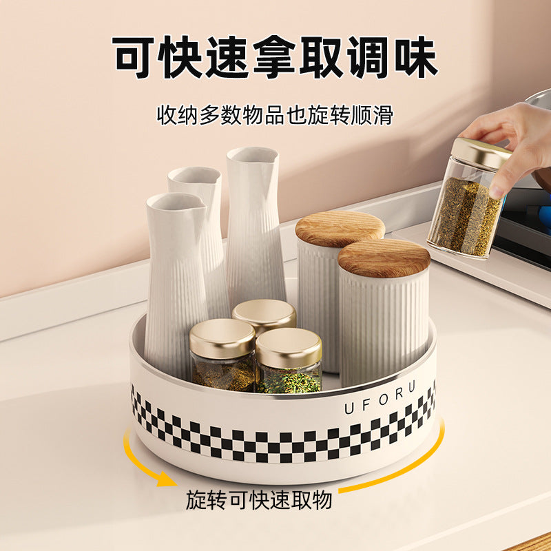Rotating Seasoning Storage Rack Oil Salt Sauce Tray Organizer