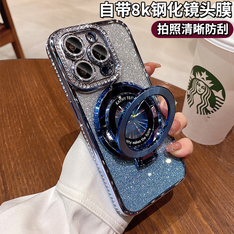 iPhone 15 Pro Max Rhinestone Magnetic Case with Stand