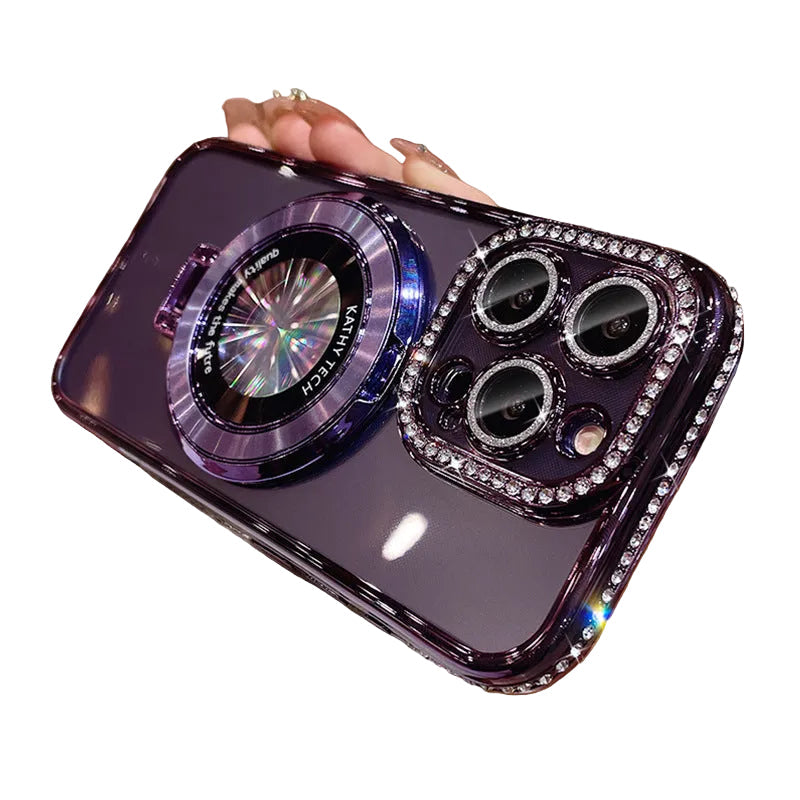 iPhone 15 Pro Max Rhinestone Magnetic Case with Stand