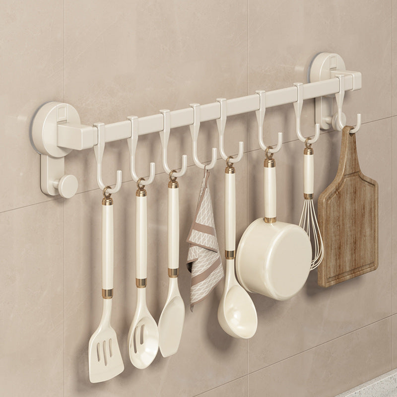 Milky White Suction Cup Kitchen Hook Wall Storage Rack Punch Free