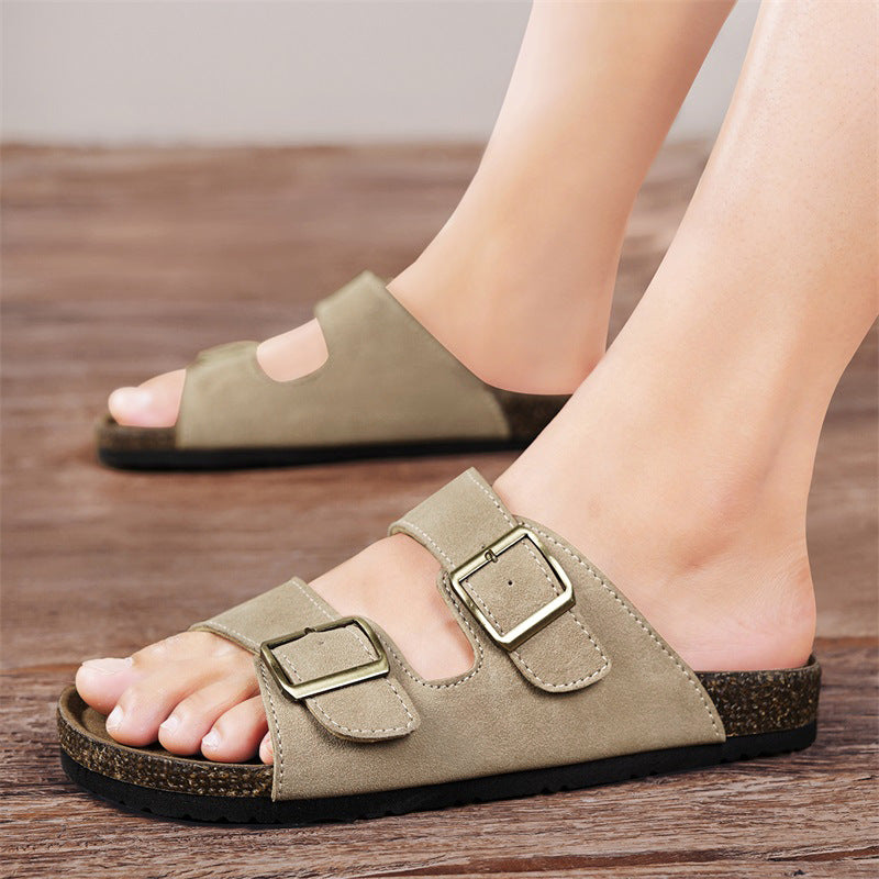 Men’s Retro Cork Sandals – Thick-Soled Outdoor Slippers