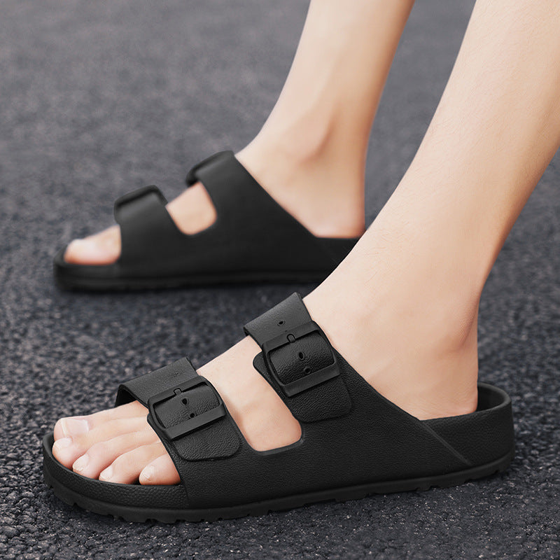 Men’s Summer Buckle Sandals – Breathable Non-Slip Flats
