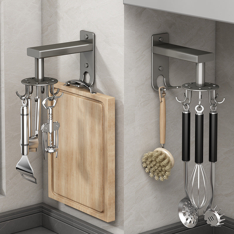Rotary Kitchen Hook Wall Mounted Nail Free Spoon Board Rack