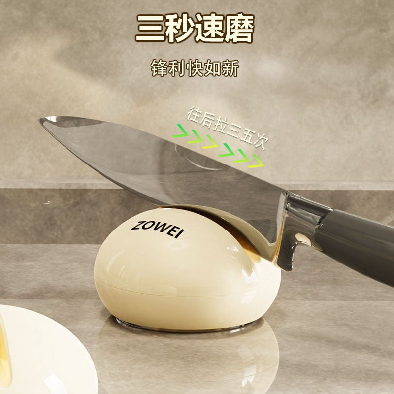 Cream Style Suction Cup Knife Sharpener Round Ball Kitchen Tool