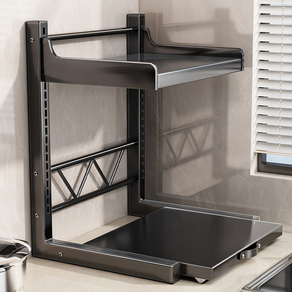 Pull Out Kitchen Storage Rack Microwave Rice Cooker Organizer