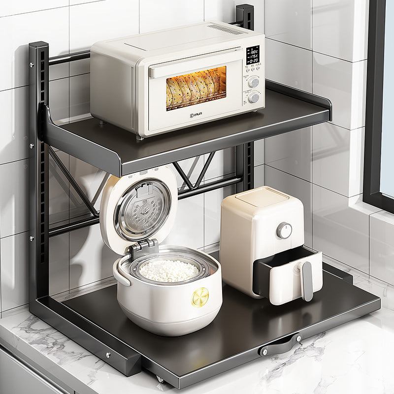 Pull Out Kitchen Storage Rack Microwave Rice Cooker Organizer