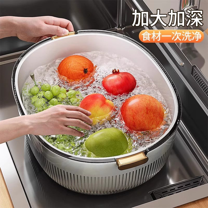 Double Layer Kitchen Sink Drain Basket Fruit Washing Storage Rack