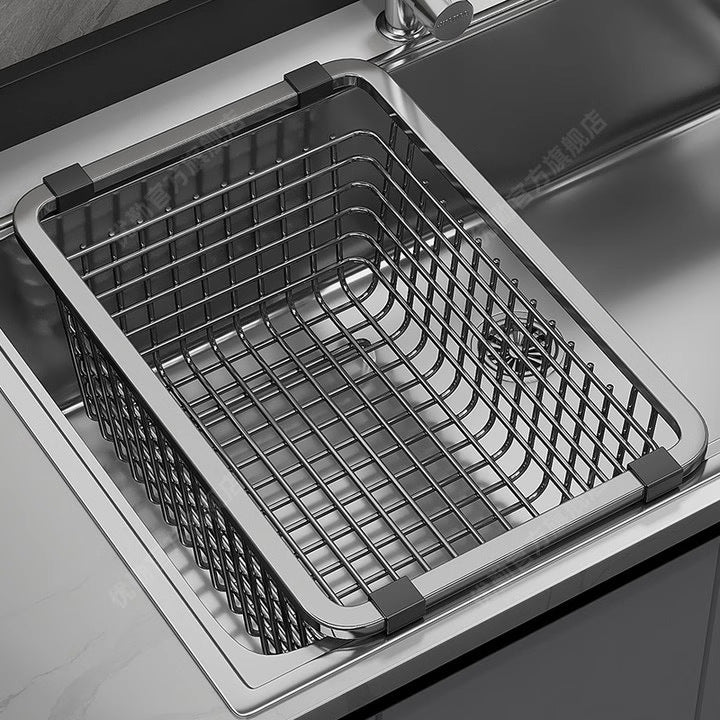 304 Stainless Steel Kitchen Sink Drain Basket Dish Rack Filter