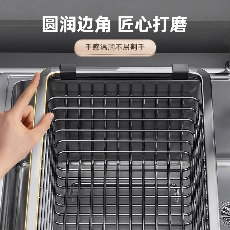 304 Stainless Steel Kitchen Sink Drain Basket Dish Rack Filter