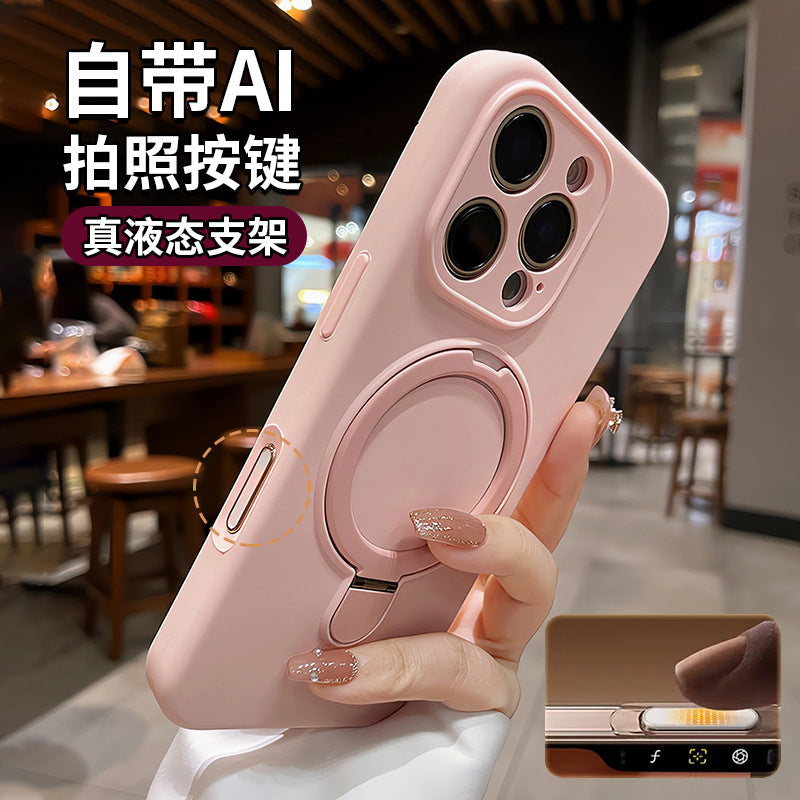 iPhone 16 Pro Max Silicone Case with Stand & Lens Cover