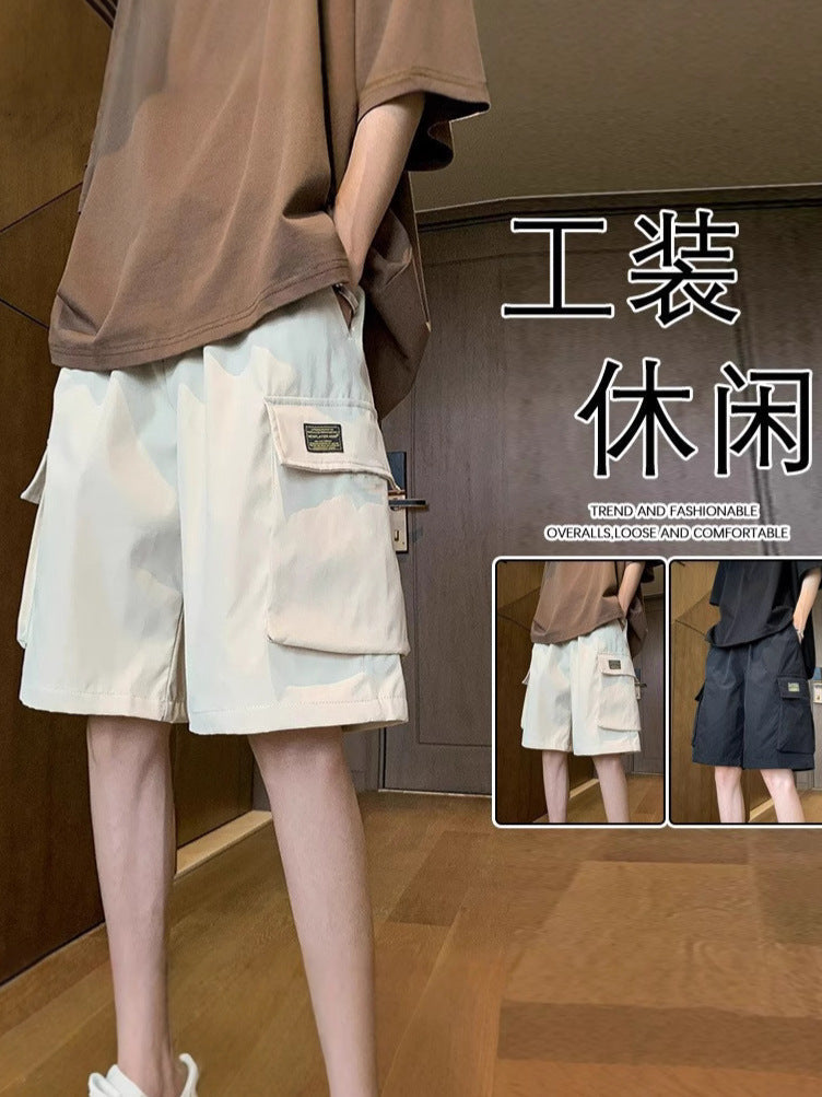 Men’s Summer Cargo Shorts – Loose Mid-Length Beach Style
