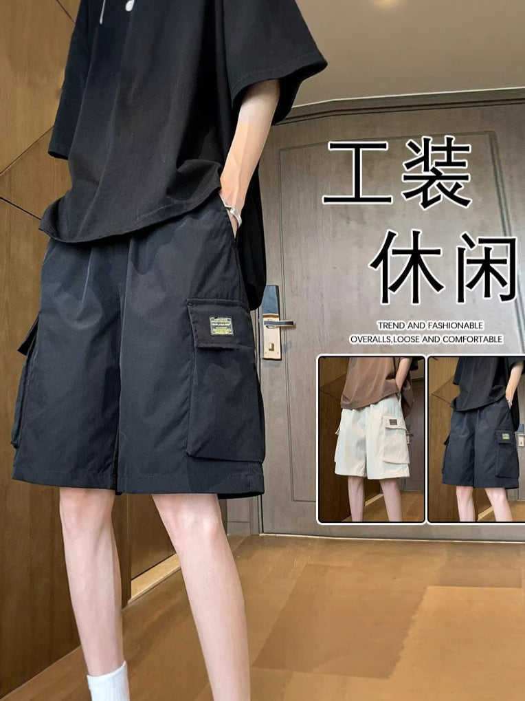 Men’s Summer Cargo Shorts – Loose Mid-Length Beach Style