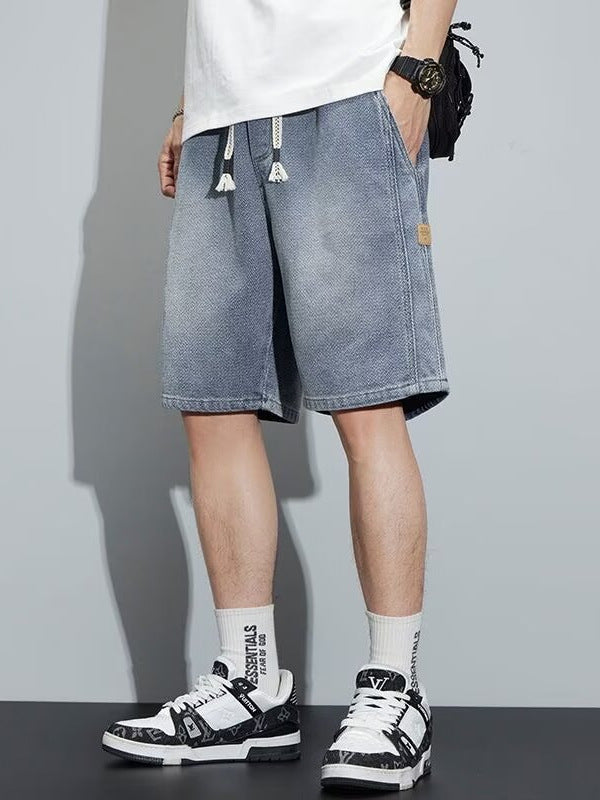 Men’s Starry Sky Denim Shorts – Retro Loose Summer Shorts