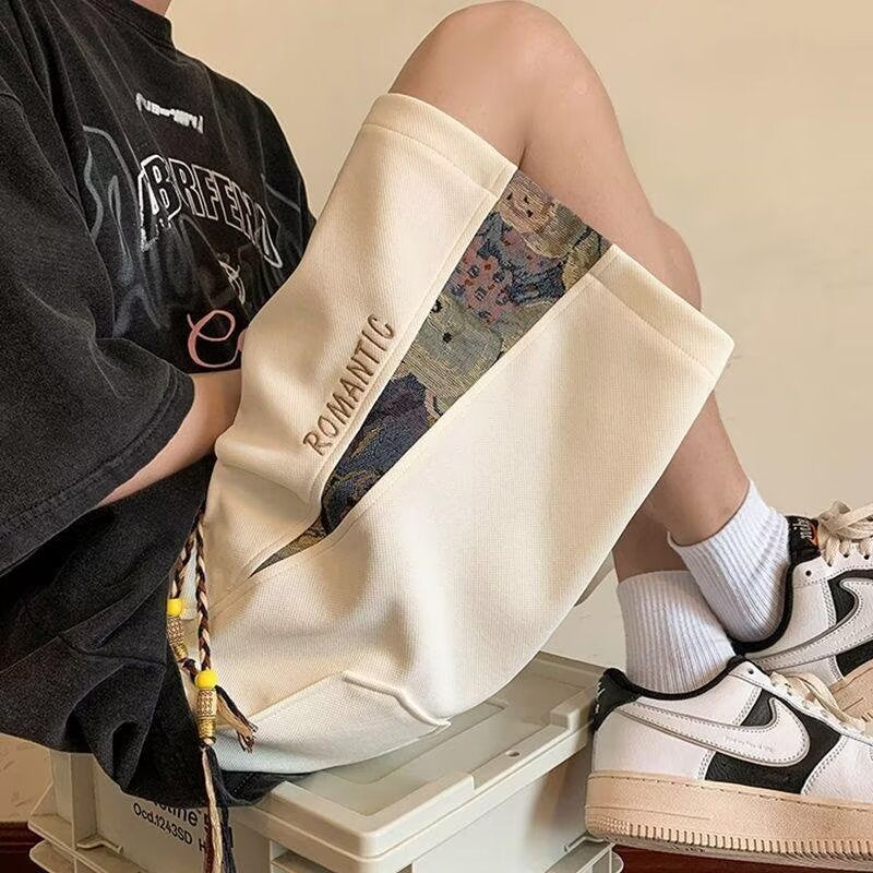 STOCK-Men’s Guochao Embroidered Summer Casual Shorts