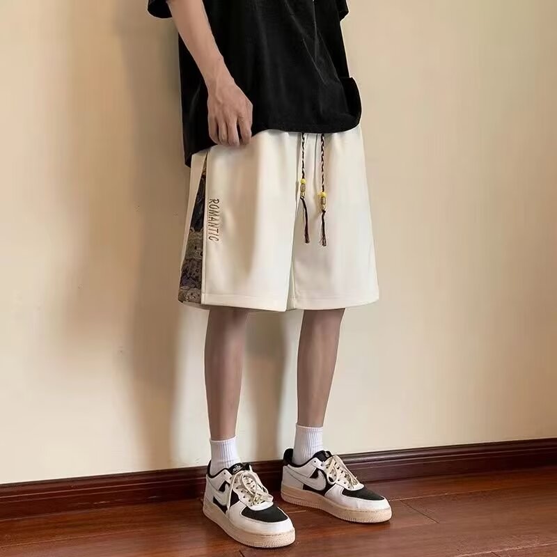 STOCK-Men’s Guochao Embroidered Summer Casual Shorts