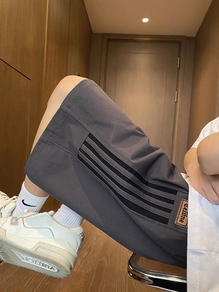 Men’s Retro Striped Loose Summer Sports Shorts