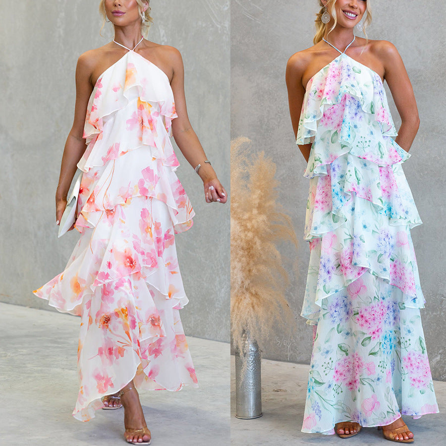 Chiffon Printed Layered Dress - Trendy 2026 Vacation Wear Nepal