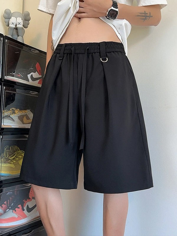 Men’s Ice Silk Korean-Style Black Summer Shorts
