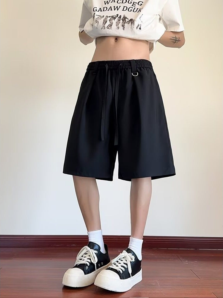 Men’s Ice Silk Korean-Style Black Summer Shorts