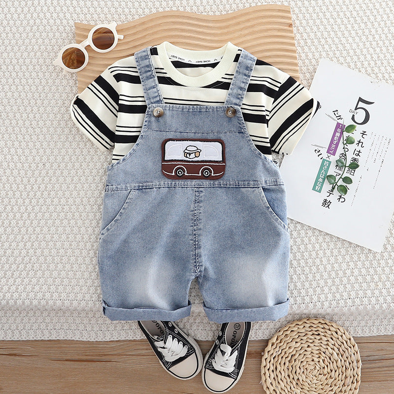 Boys Denim Strap Summer 2-Piece Set (1-5 Years)