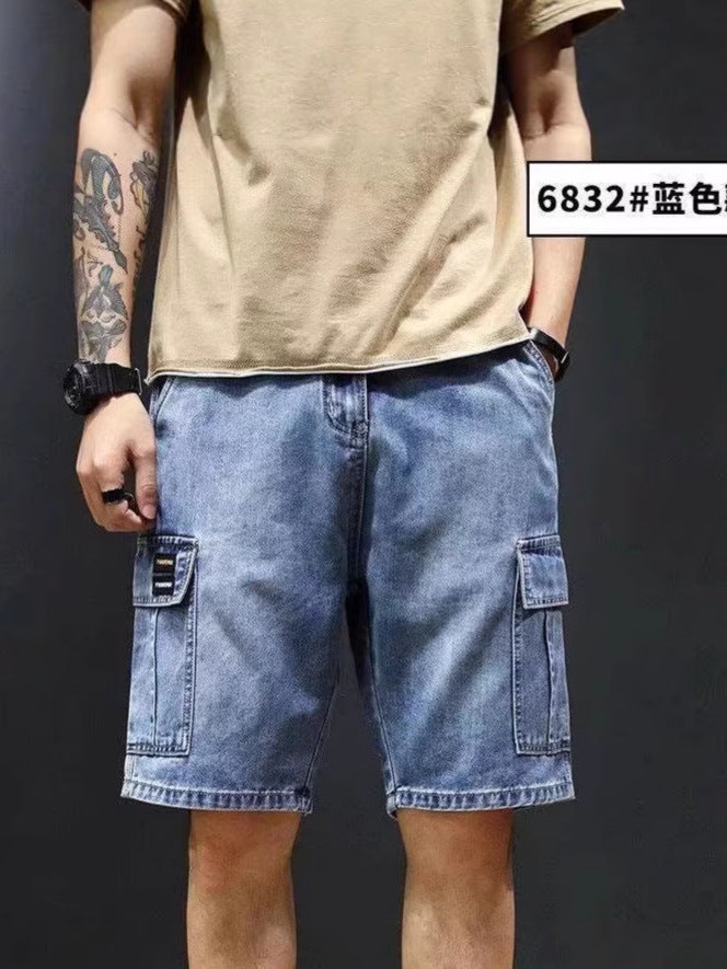 Men’s Multi-Pocket Denim Summer Work Shorts