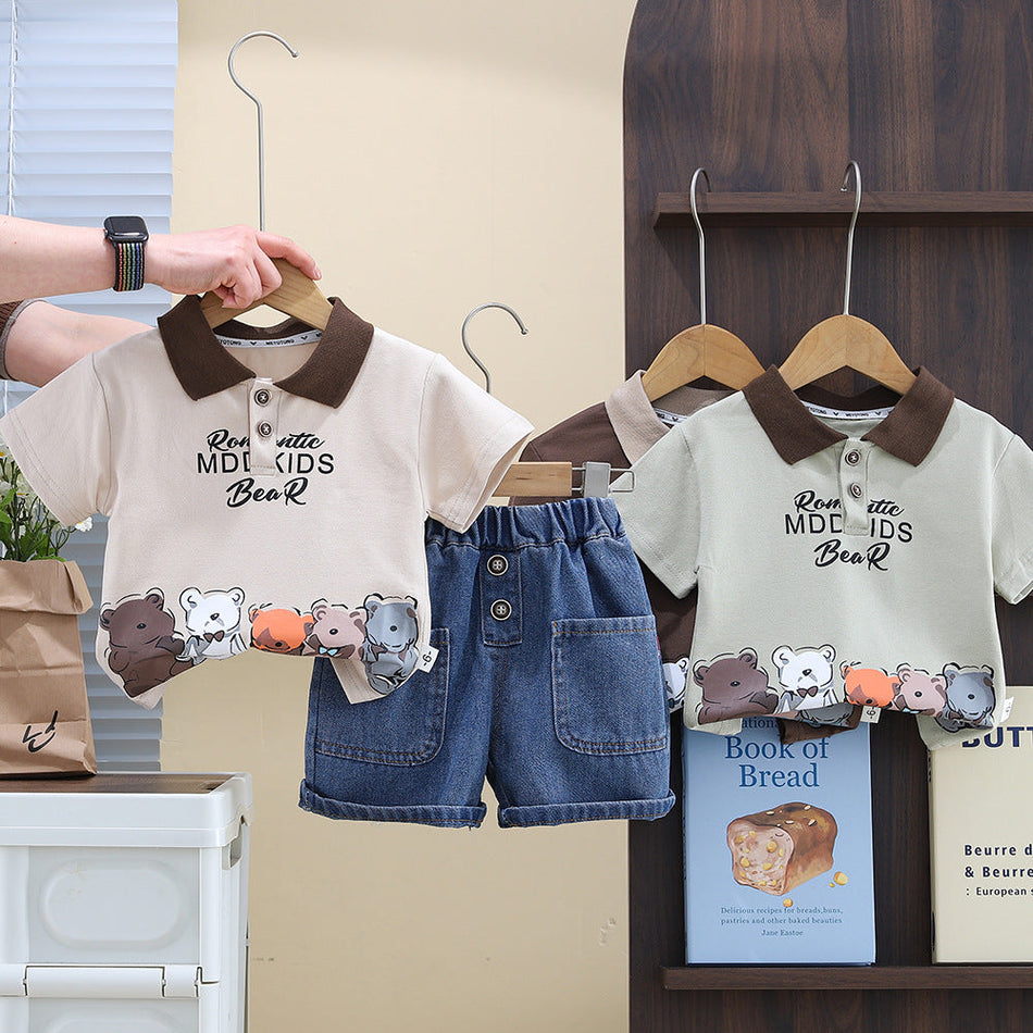 Boys Polo T-Shirt & Jeans Summer Korean Set