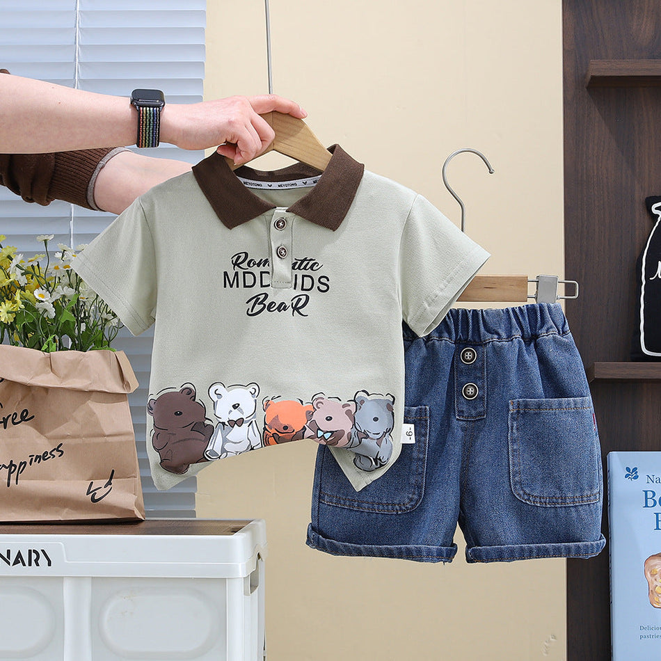 Boys Polo T-Shirt & Jeans Summer Korean Set