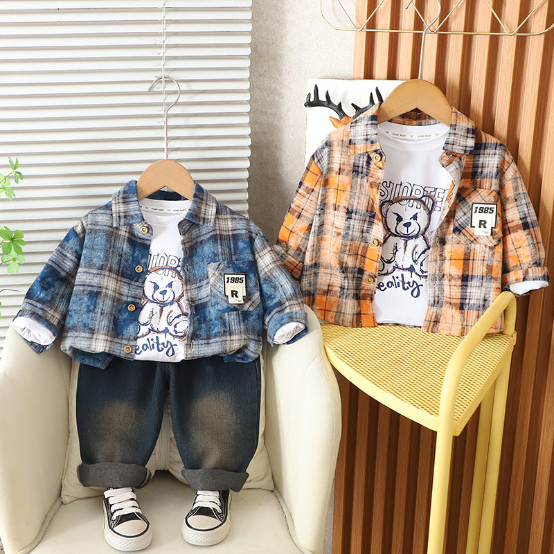 Boys Plaid Shirt Autumn 2026 Kids Clothing (1-5 Yrs)