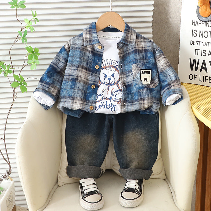 Boys Plaid Shirt Autumn 2026 Kids Clothing (1-5 Yrs)