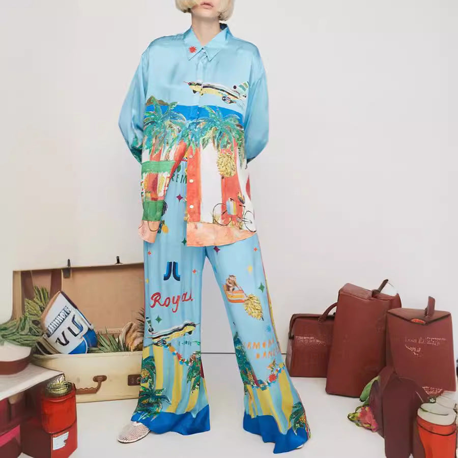 Long-Sleeve Printed Pocket Suit - Trendy 2-Piece Set Nepal