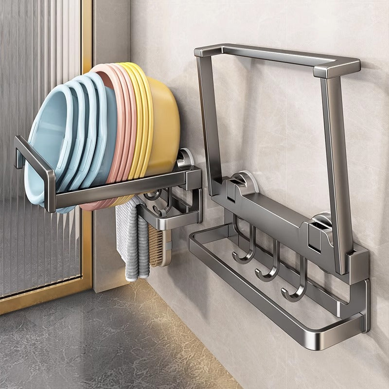 Wall Mounted Bathroom Basin Storage Rack Punch Free Suction
