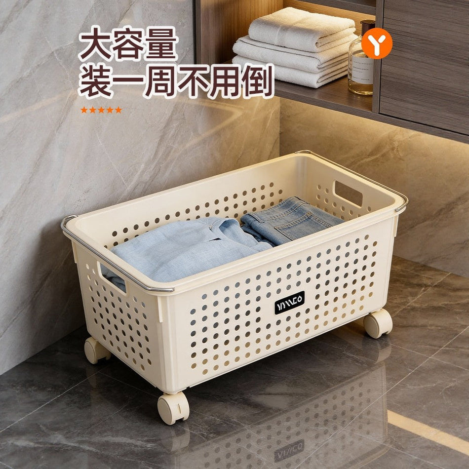 Laundry Basket Under Cabinet With Wheels Waterproof Storage Bin