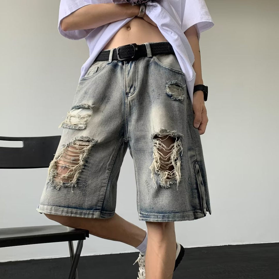 Men’s Ripped Denim Summer High Street Shorts