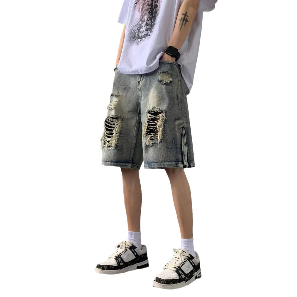 Men’s Ripped Denim Summer High Street Shorts