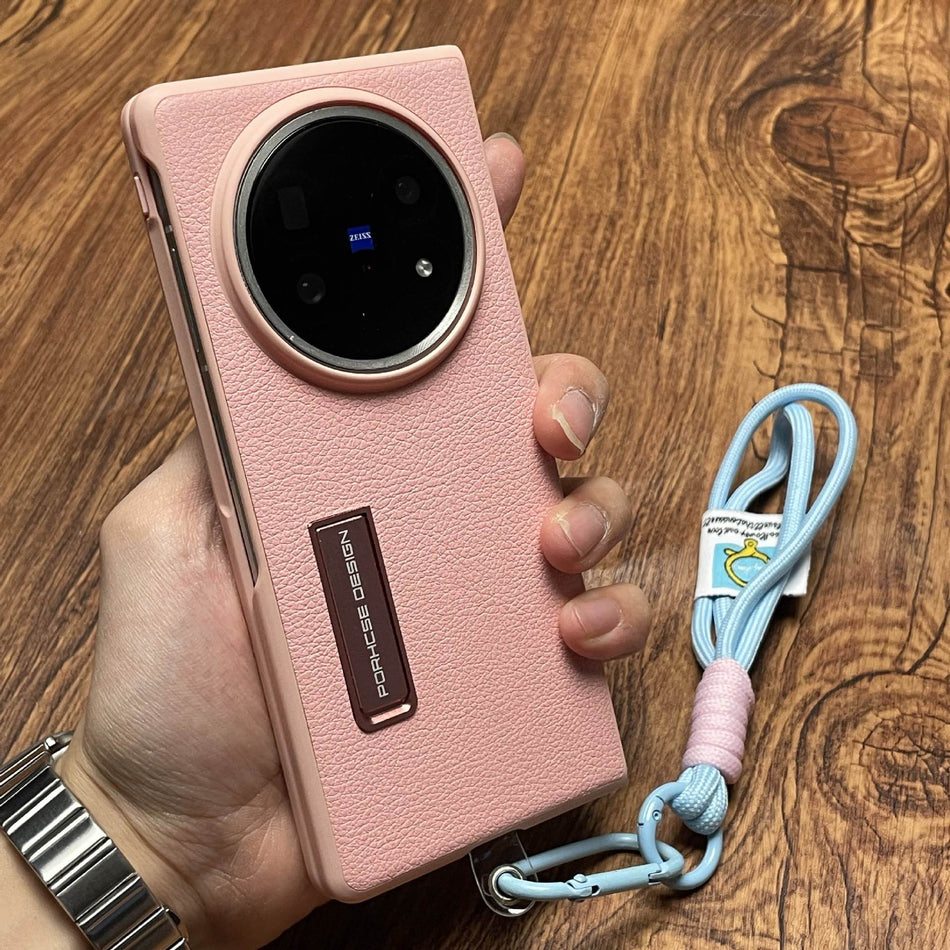 Vivo X Fold Leather Pattern Case with Stand & Lanyard