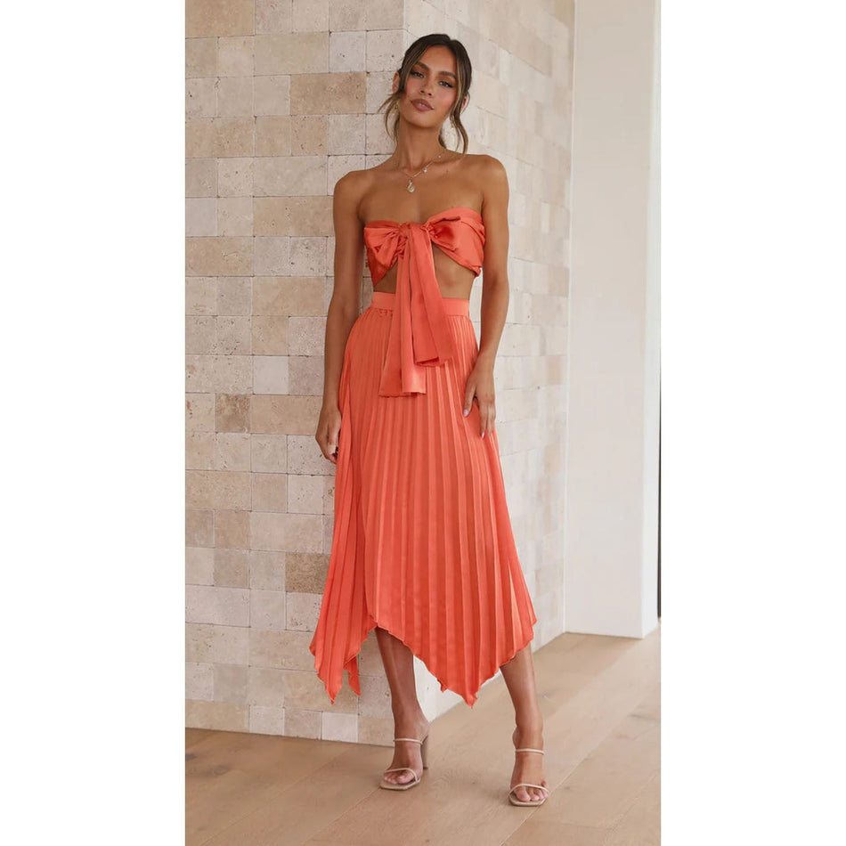 Changeable Pleated Skirt Set - Sexy 2026 Two-Piece Vacation Wear