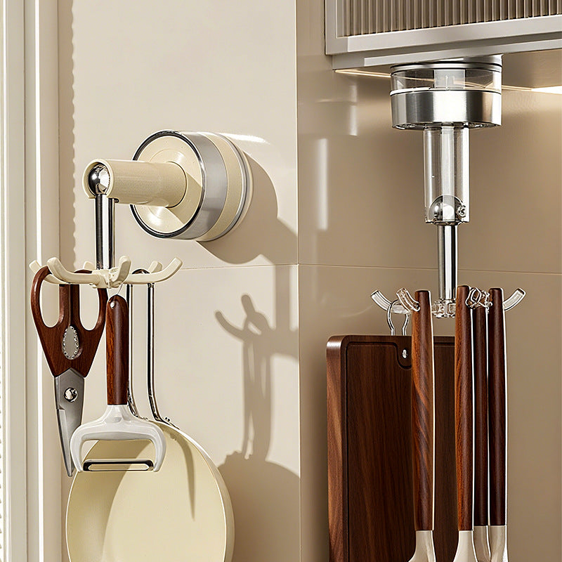 Suction Cup Six Claw Kitchen Hook Rotating Utensil Rack