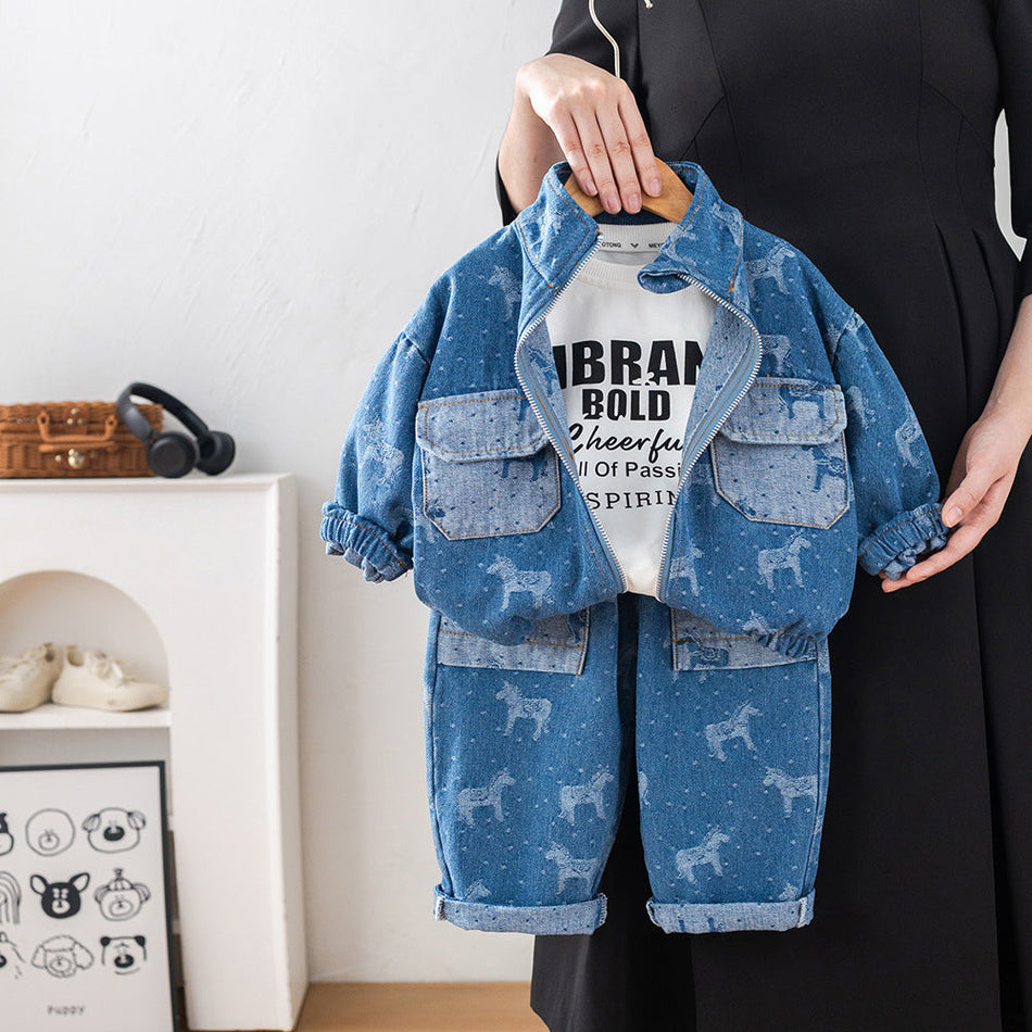 Boys 2026 Spring Denim 3-Piece Suit
