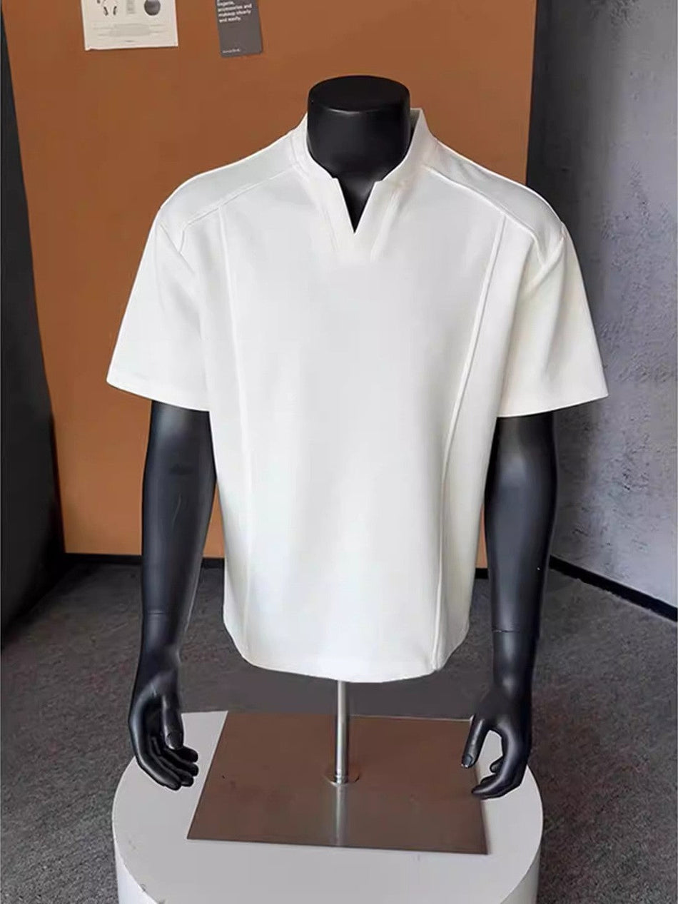 Men’s Summer V-Neck T-Shirt – Clean & Casual Loose Fit
