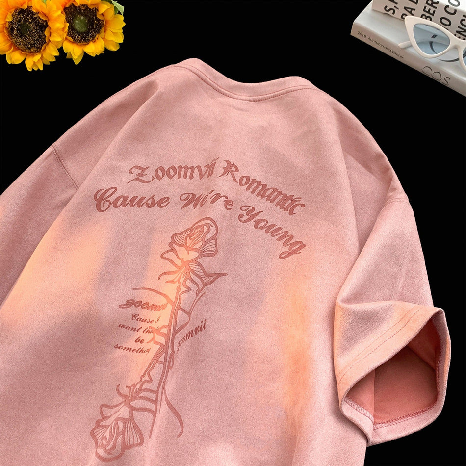 Men’s 2024 Rose Print T-Shirt – Loose Summer Top