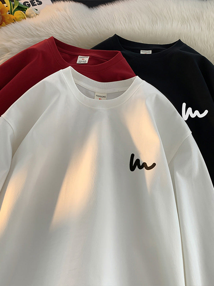 Men’s Round Neck Long-Sleeve T-Shirt – Retro Loose Fit