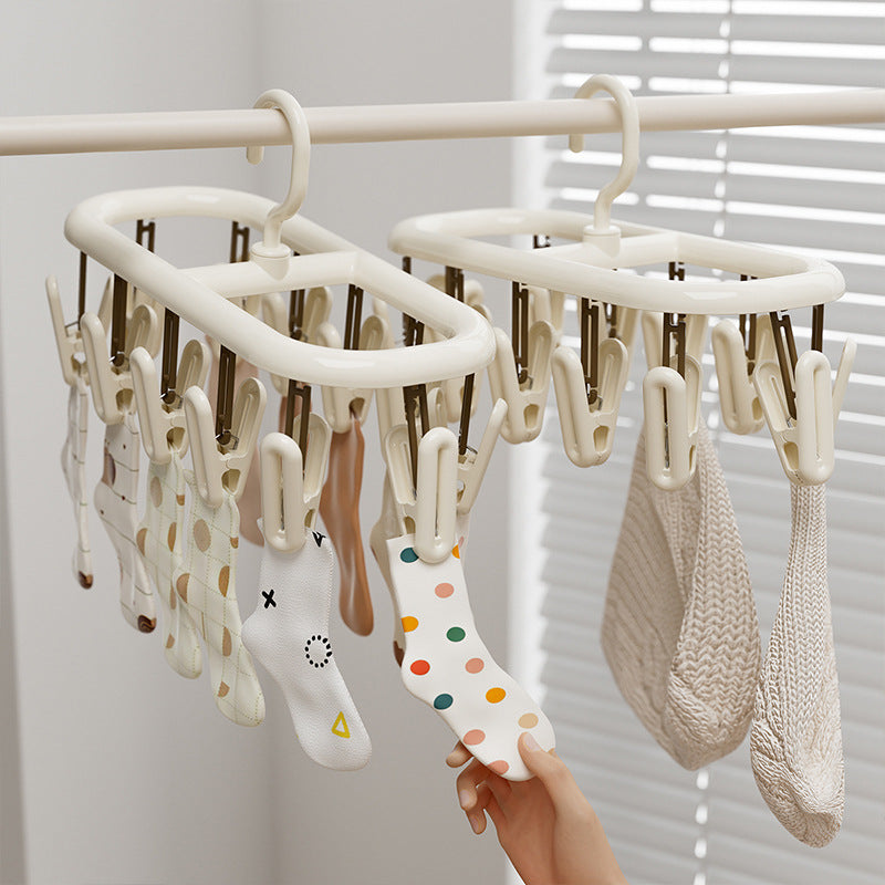 Multi Clip Socks Drying Rack Hanging Underwear Storage Clip